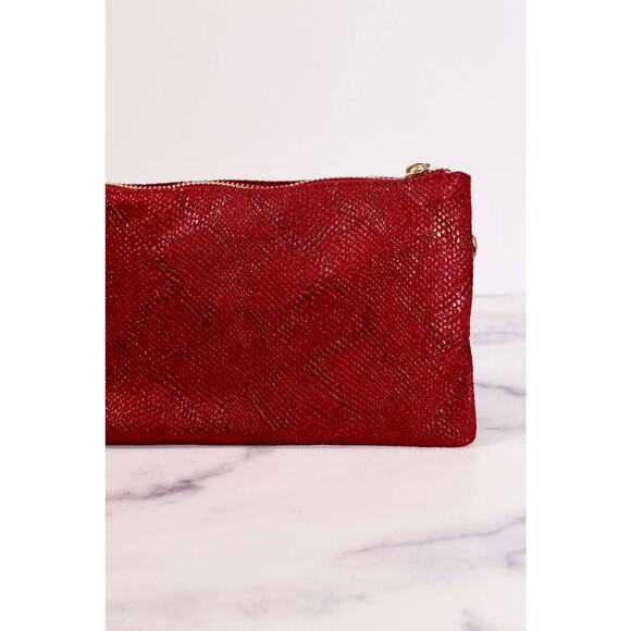 Liz 3 Compartment Crossbody Bag Metallic Crimson - Picture 2 of 6